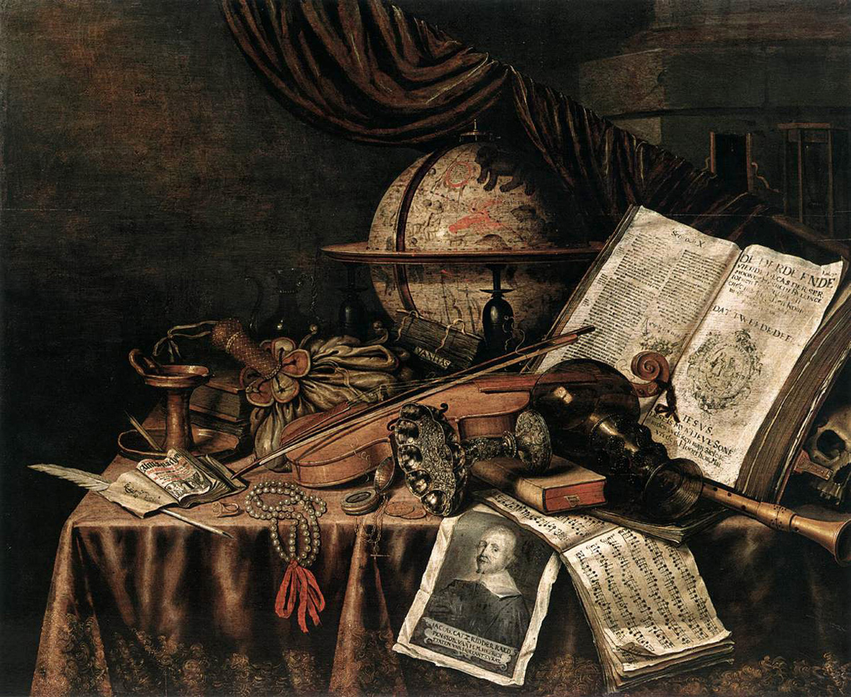 vanitas still life with musical instruments 